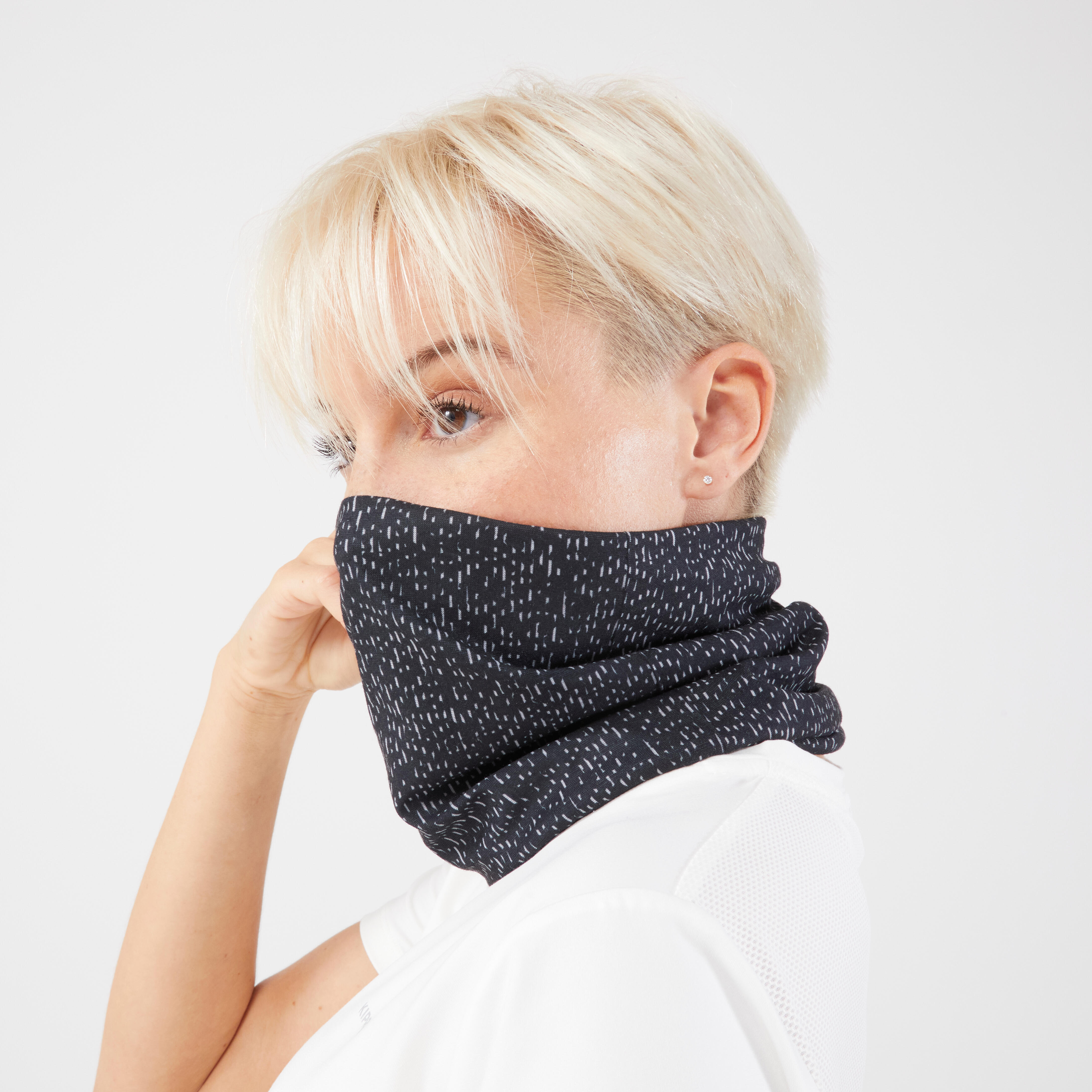 KIPRUN unisex running neck warmer/multi-function headband - black/grey