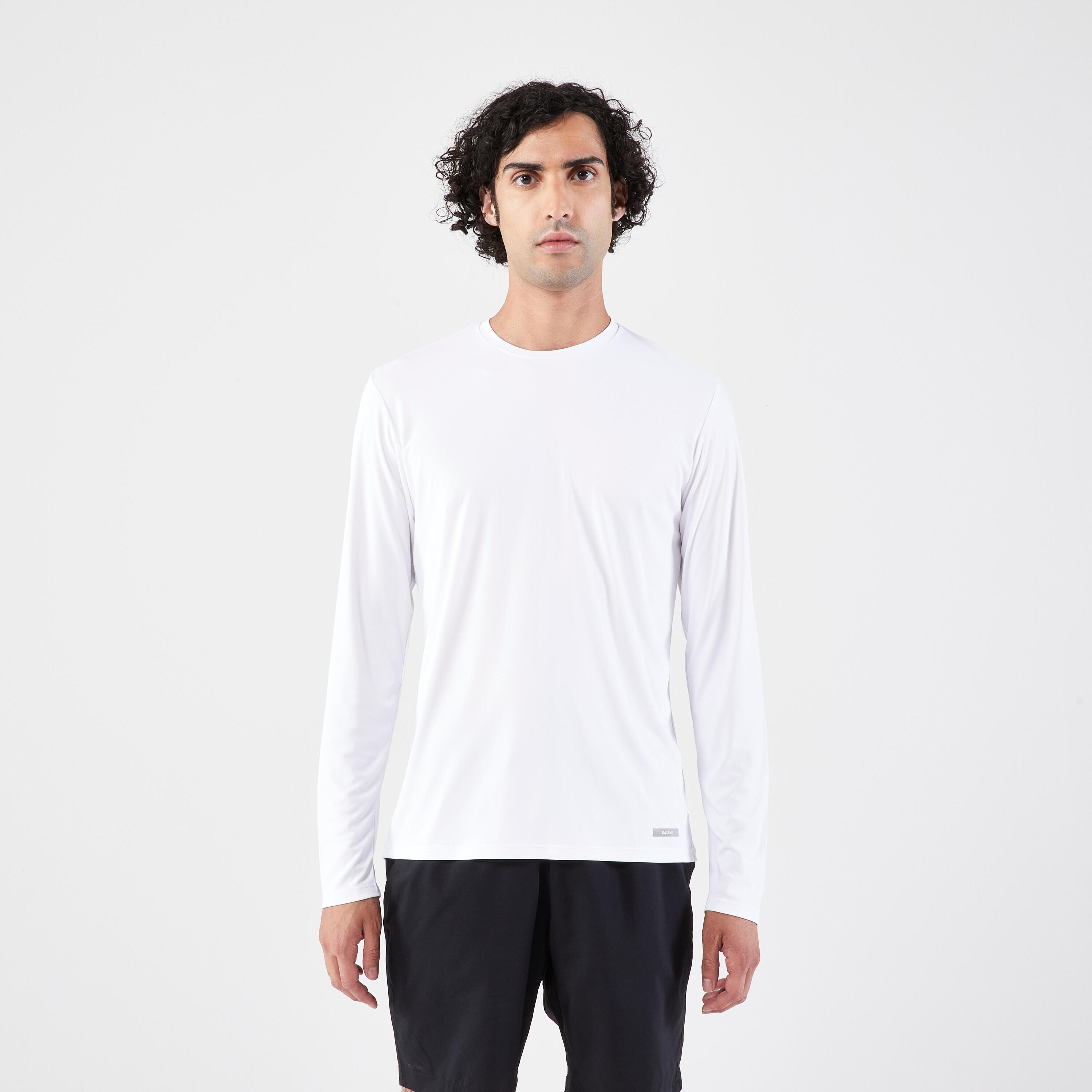 Men's Running Long-Sleeved T-Shirt Anti-UV - Kiprun Dry 500 UV White 1/5