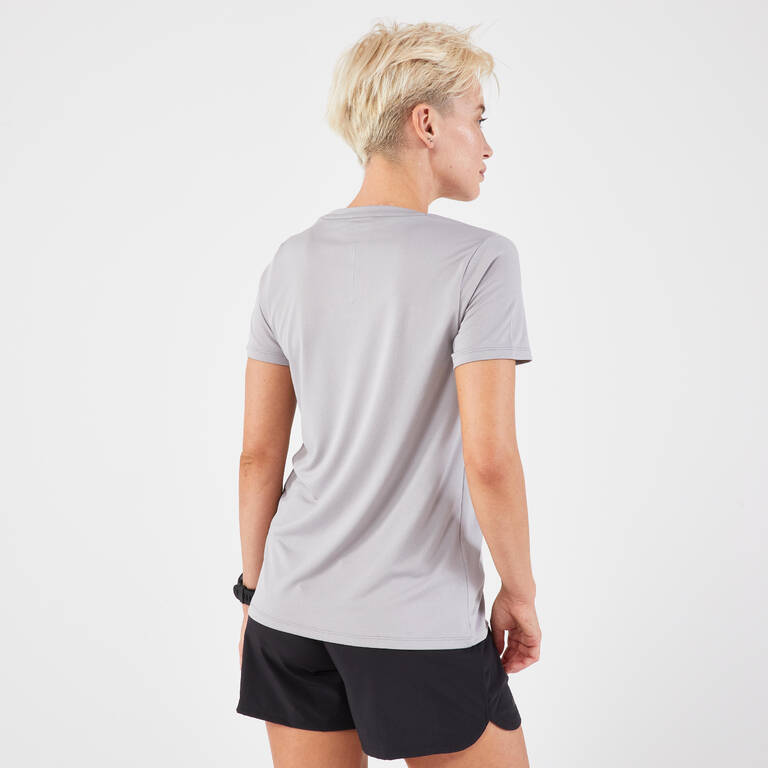 Women's Breathable Kiprun Run 100 Running T-Shirt - grey