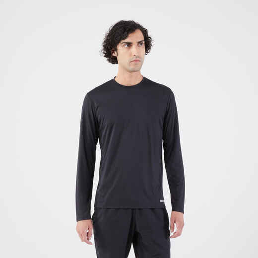 
      Pánske bežecké tričko Dry 500 s dlhým rukávom a UV ochranou čierne
  