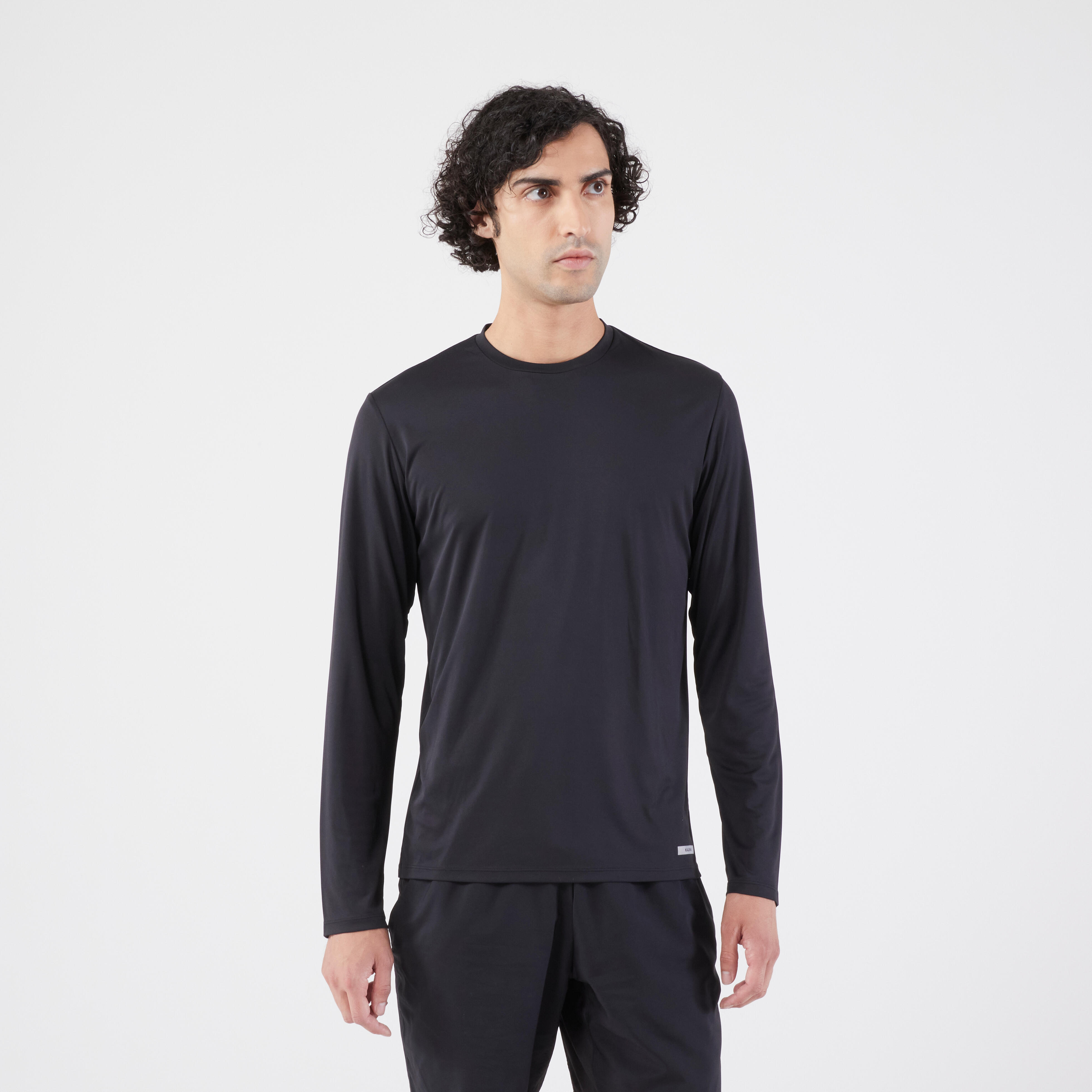 Bluza Alergare Anti-uv Kiprun Dry 500 Uv Negru Barbati