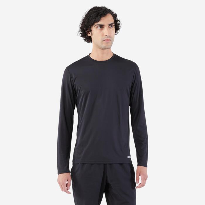 Decathlon Mens Running Long Sleeve Men's Running T-Shirt Black