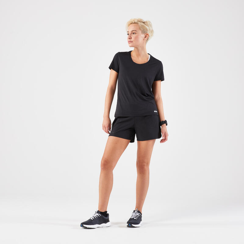 Laufshirt kurzarm Damen atmungsaktiv - Run 100 schwarz 