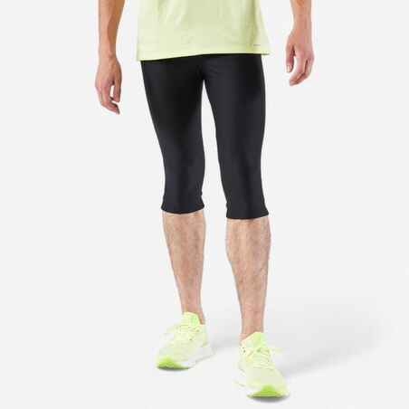 Leggings capri de 3/4 de running negros para hombre Kiprun Run 100