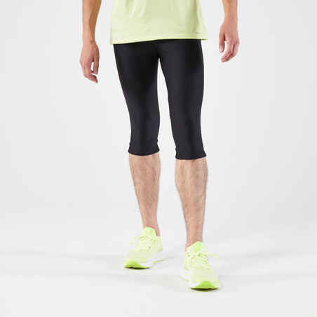 Leggings capri de 3/4 de running negros para hombre Kiprun Run 100