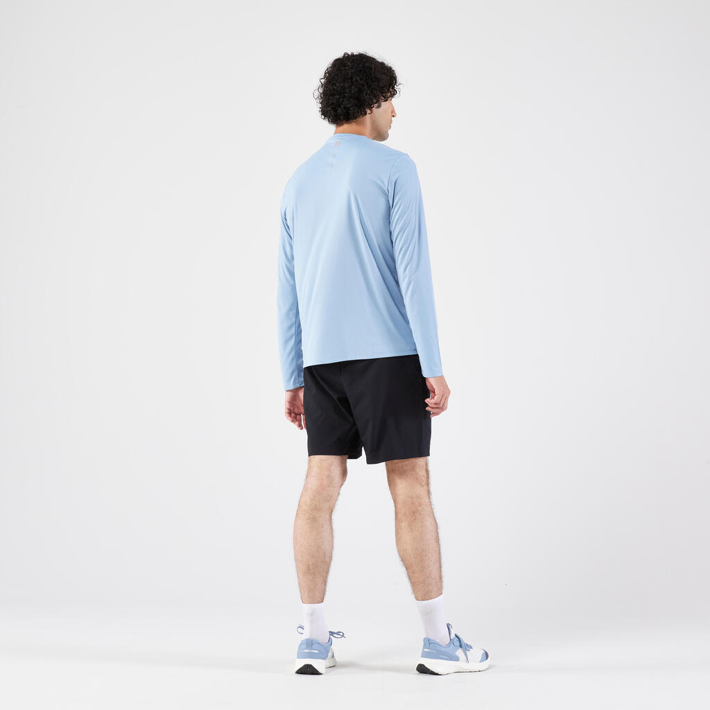 T-shirt manches longues de running anti-uv homme - kiprun dry 500 uv bleu clair