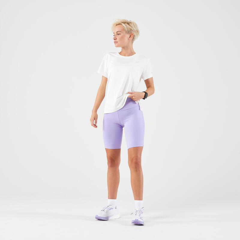 女款支撐型貼身自行車短褲 Run Dry－淡紫色