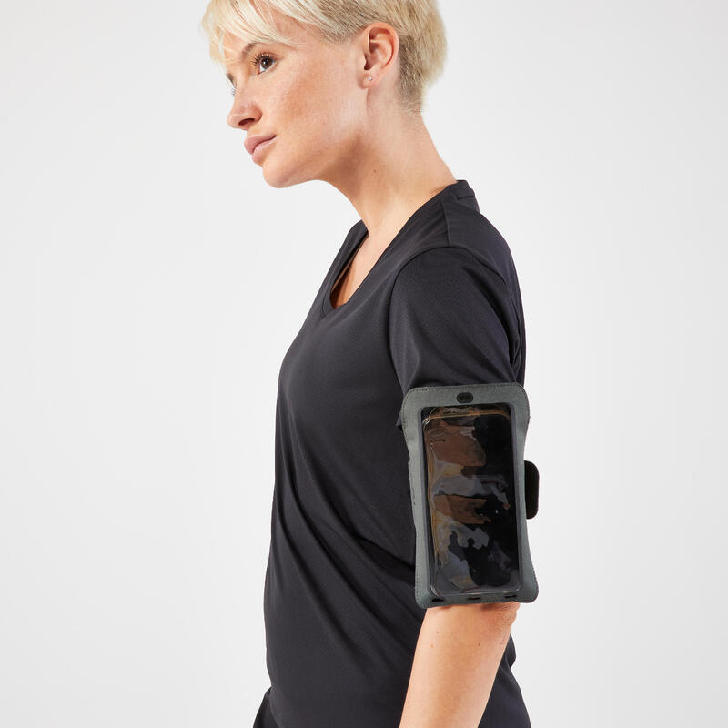 Hardlooparmband voor grote smartphone uniseks kaki