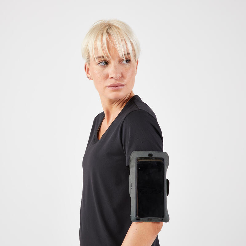 Hardlooparmband voor grote smartphone uniseks kaki