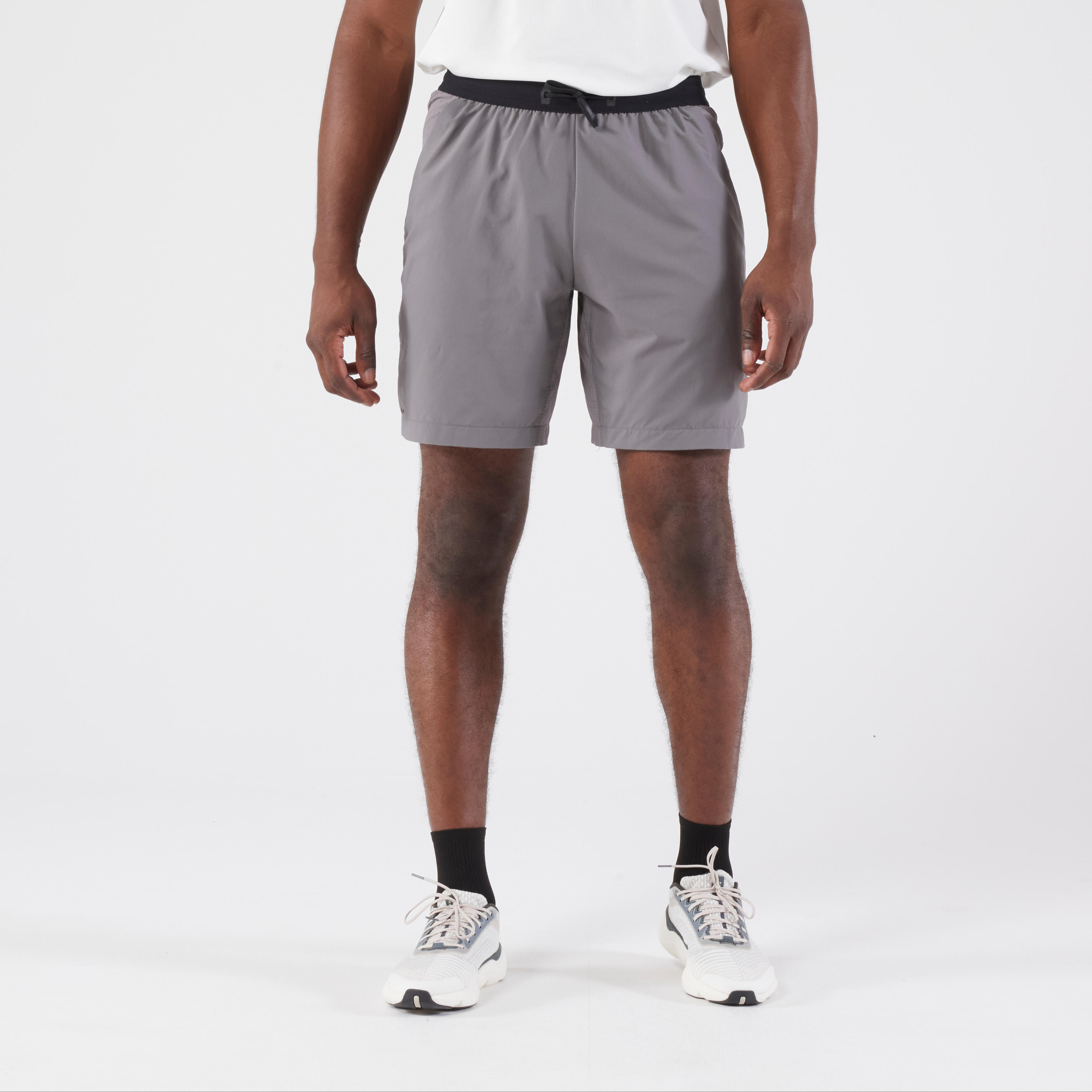 Celana Lari Pria Run 500  Dry+ Breathable CN - Abu-abu tampak depan