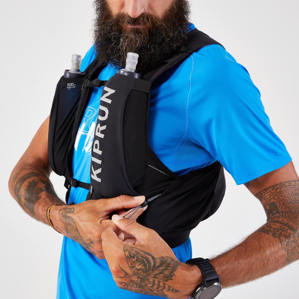 Gilet trail running compétition porte flasques Mixte - KIPRUN veste 5L noir