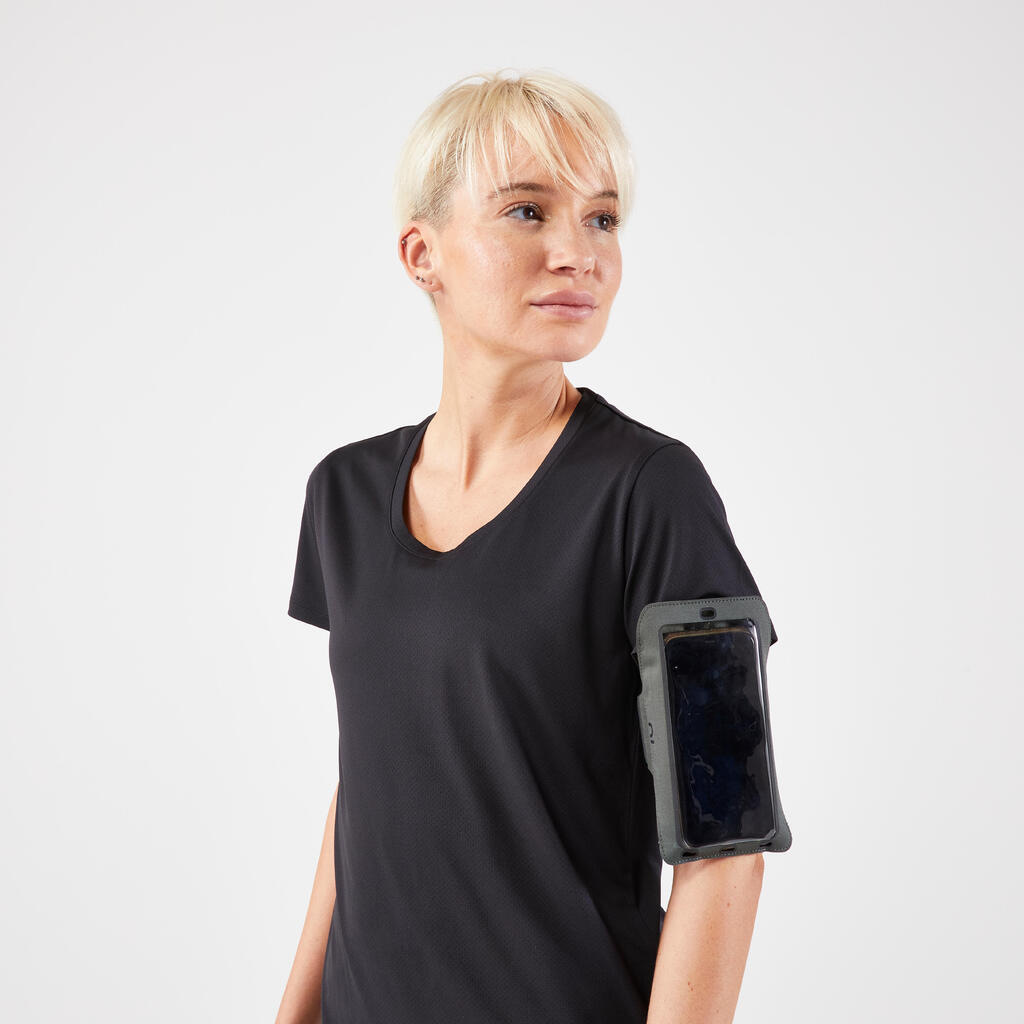 Brassard running smartphone grand téléphone Homme Femme  KIPRUN gris