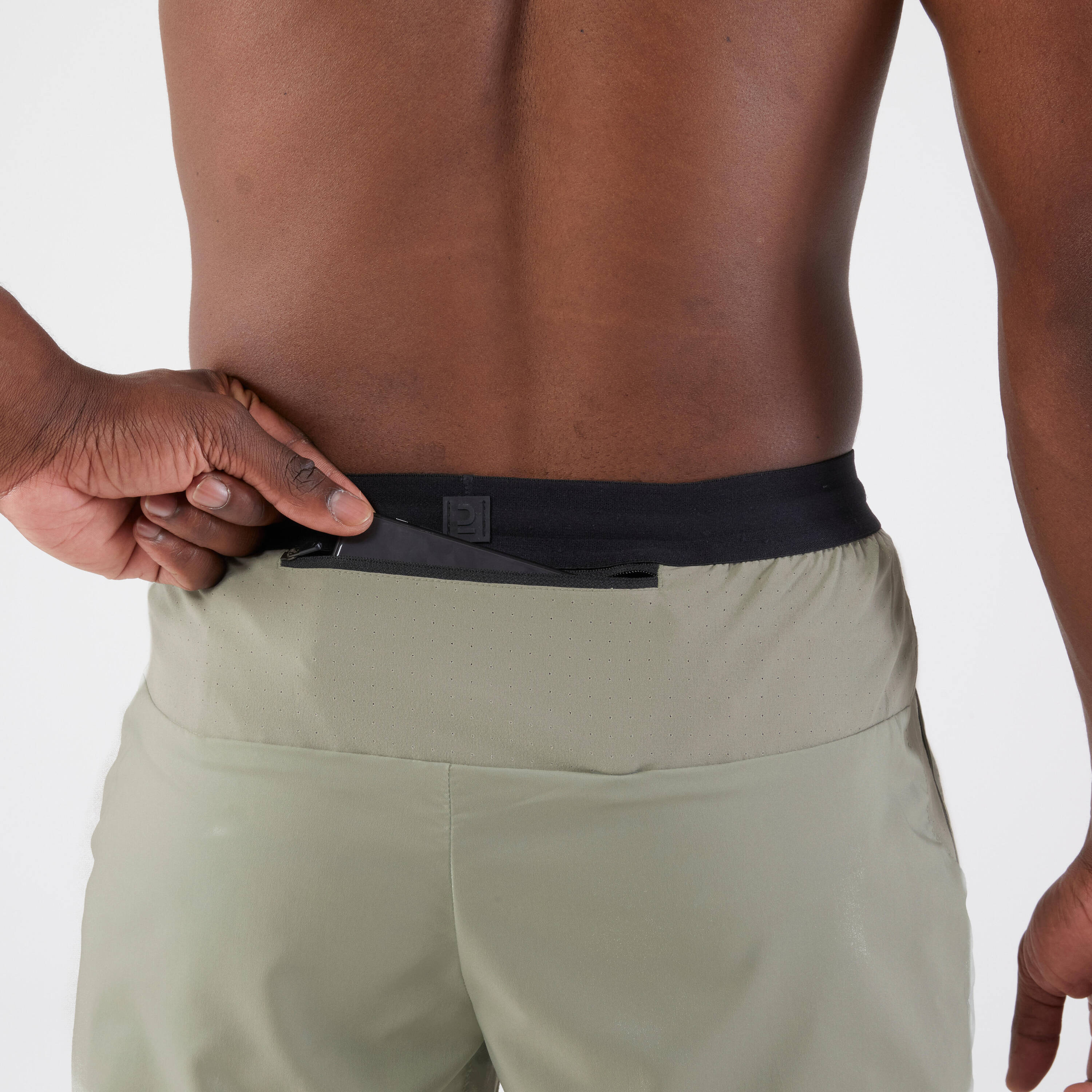 Men's Running Shorts-KIPRUN Run 500 Dry-Grey sage -  5