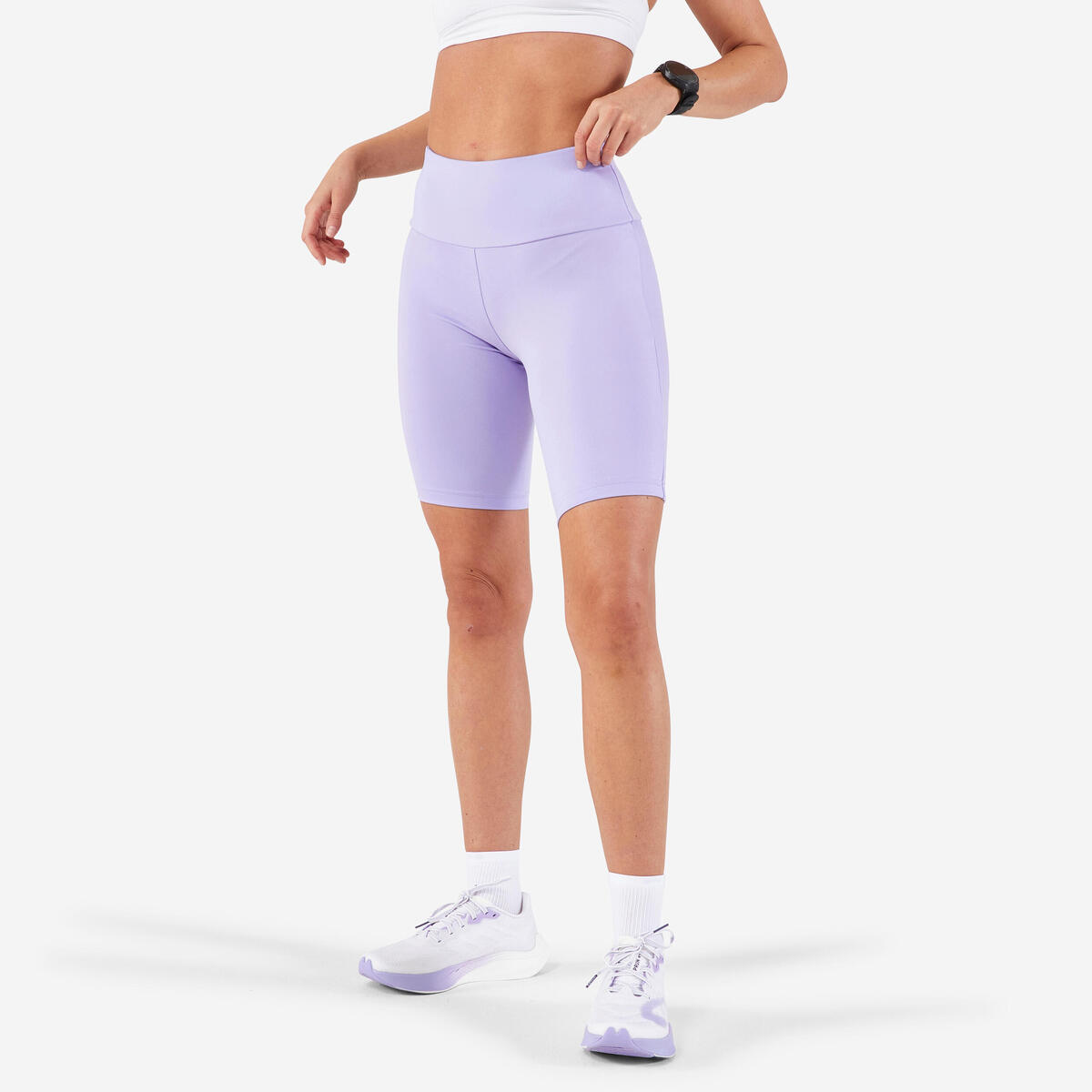 Short cycliste running femme - kiprun run 500 confort mauve