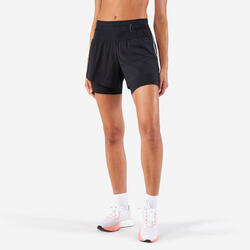 Short 2 en 1 running & trail longue distance femme - kiprun run 900 ultra noir