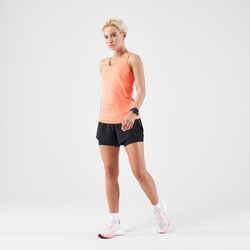 KIPRUN Run 500 women's running tank top with built-in bra - coral