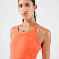 Camiseta sin mangas Running sin costuras mujer - KIPRUN Run 500 Confort coral 