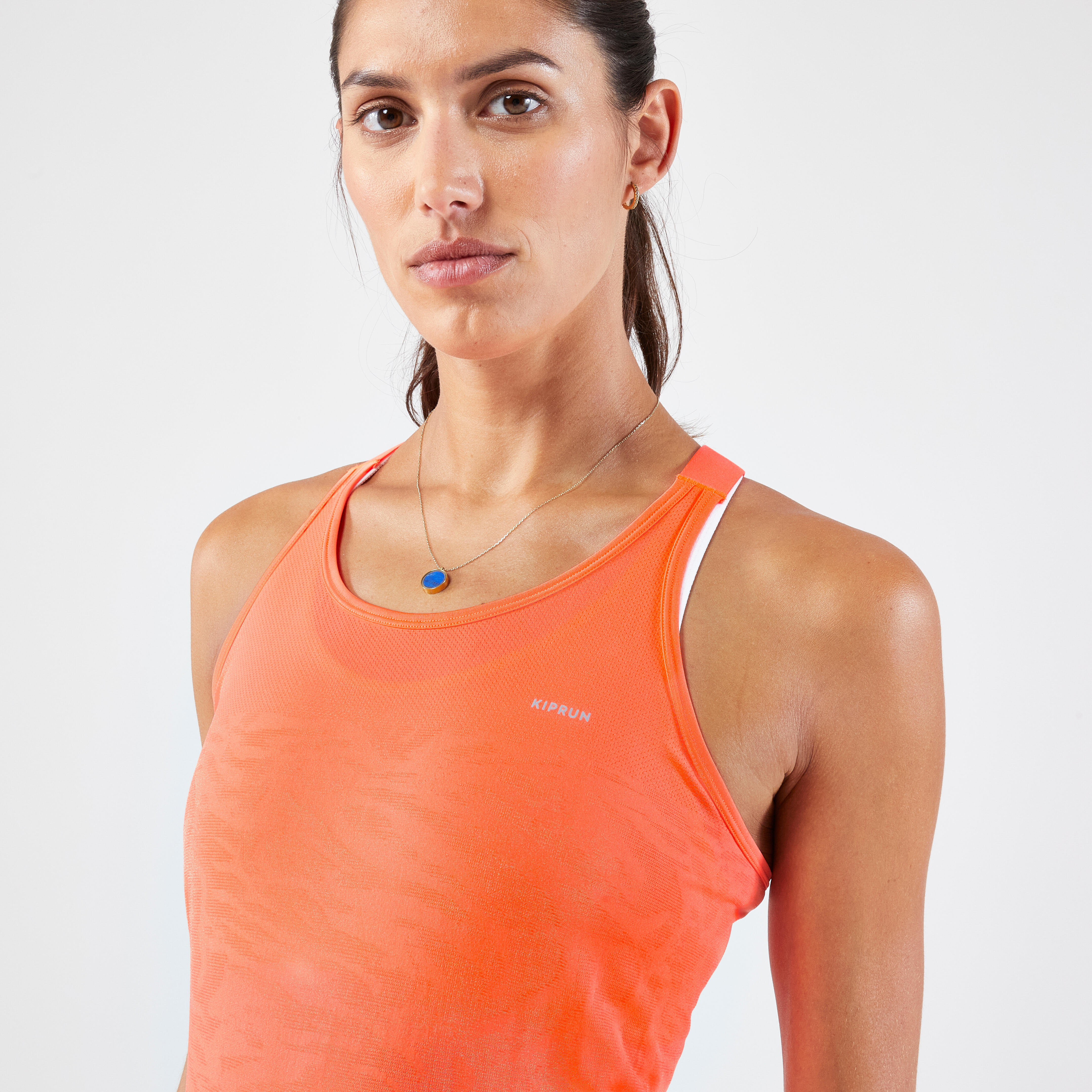 KIPRUN CARE women's running tank top with built-in bra - turquoise -  Decathlon