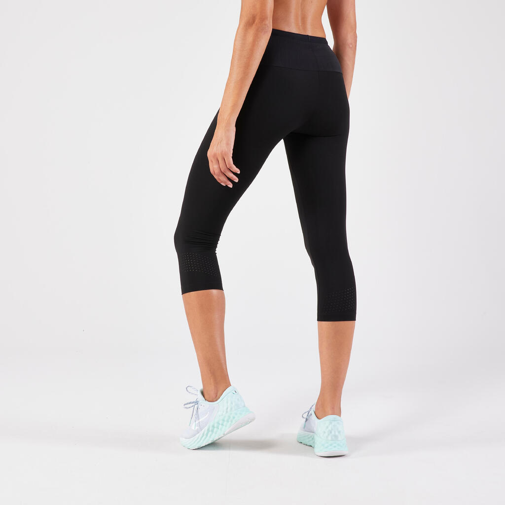 KIPRUN SUPPORT W CROPPED BOTTOMS - BLACK