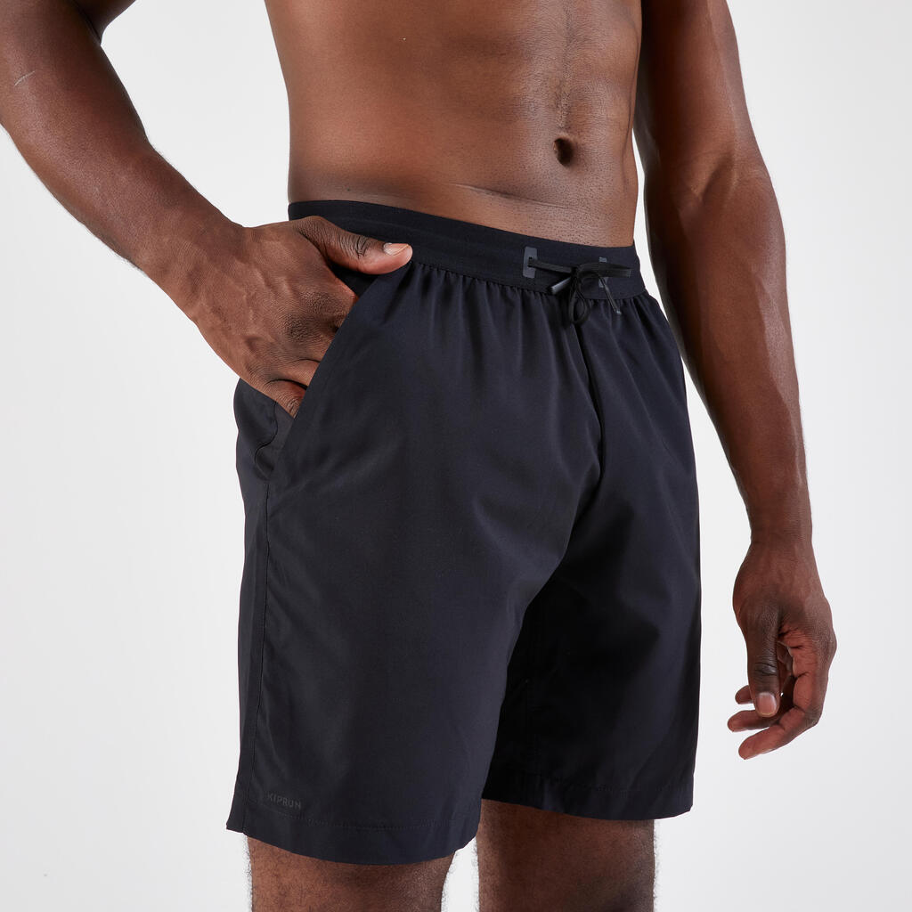 Short de running Homme - KIPRUN Run 500 Dry Vert foncé grisé