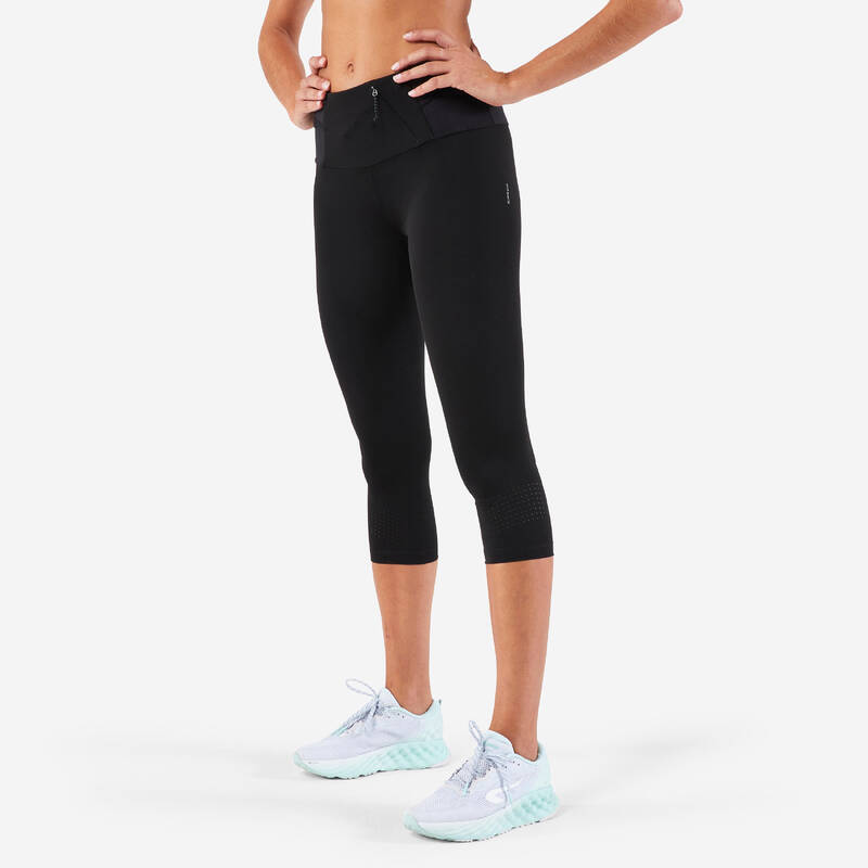 Licra 3/4 de Running para mujer Kiprun con bolsillos negro - Decathlon