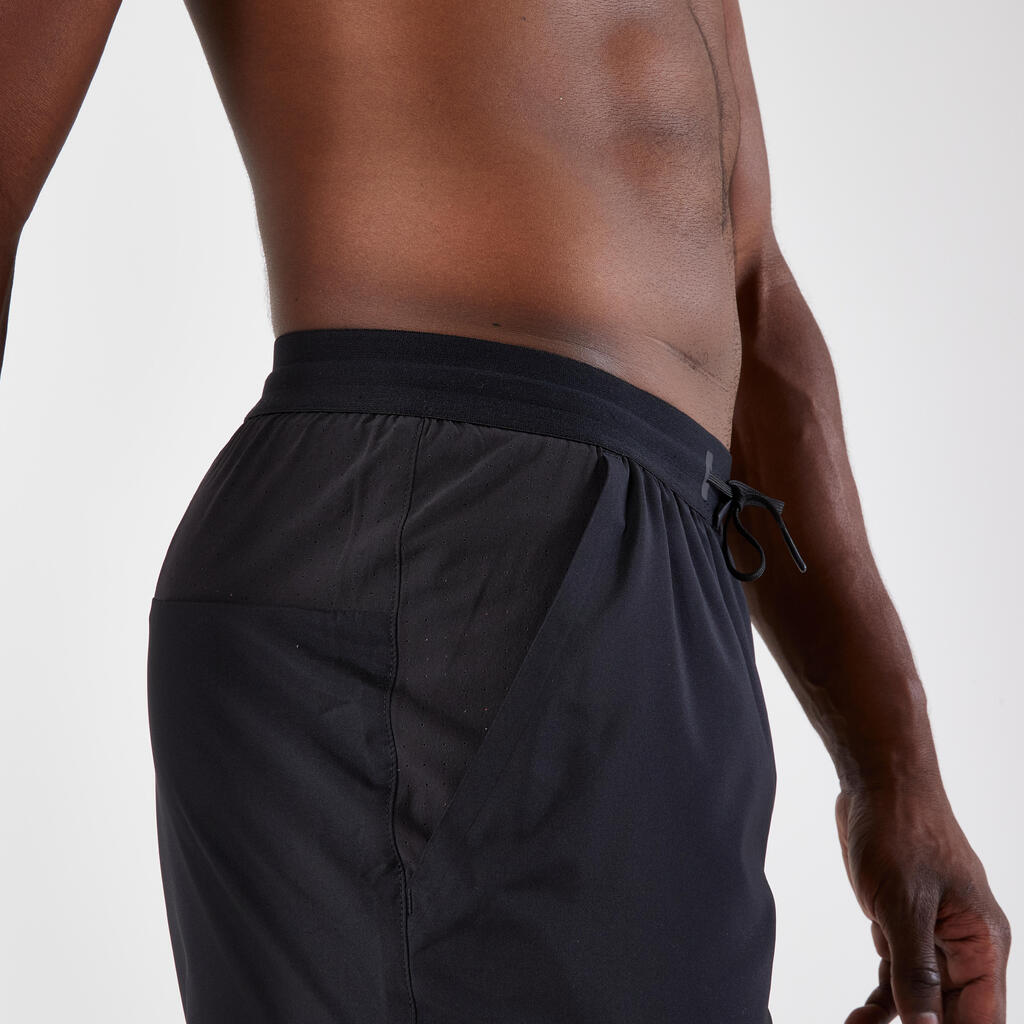 Short de running Homme - KIPRUN Run 500 Dry Vert foncé grisé