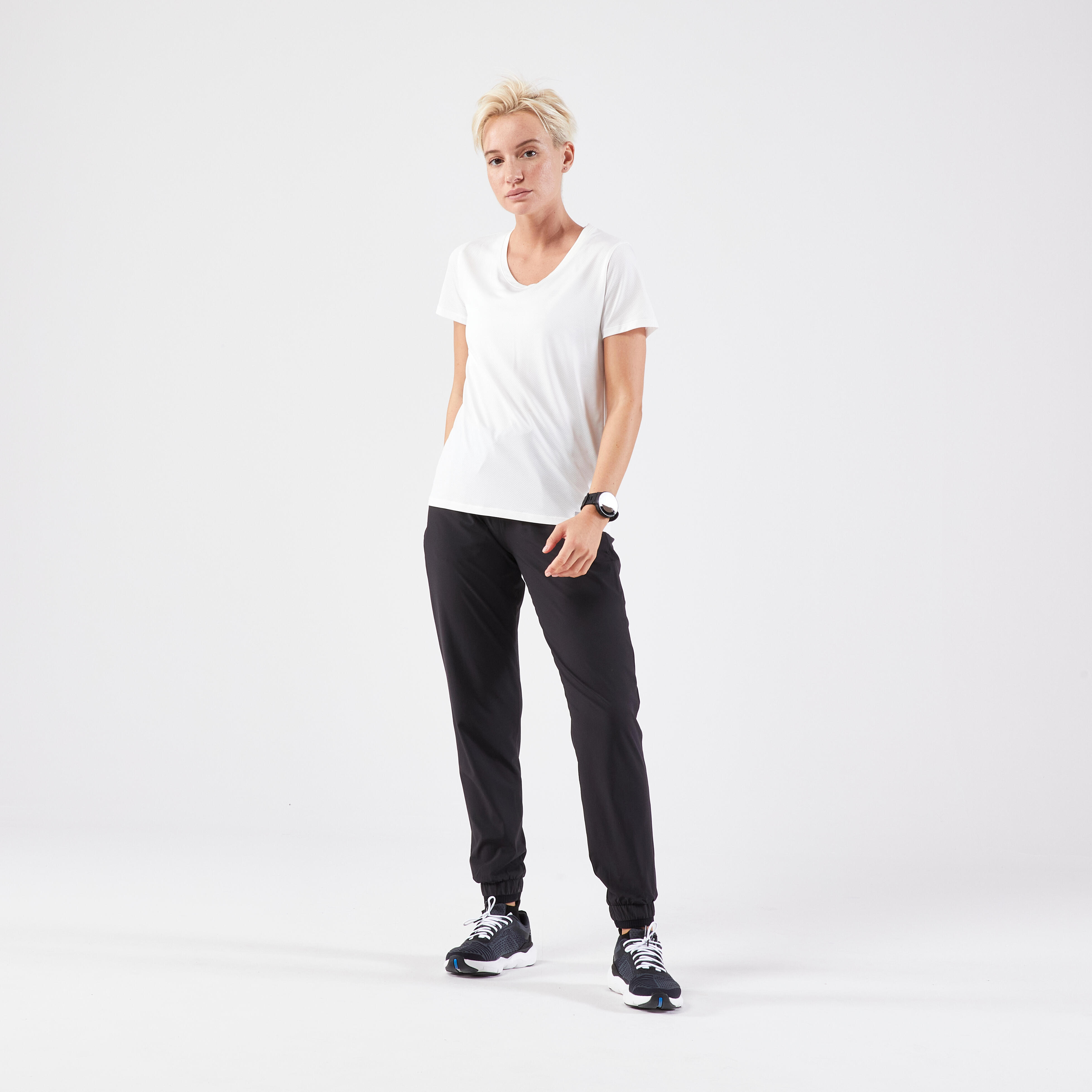 Women's Breathable Jogging Pants – Run Dry Black - black - Kalenji