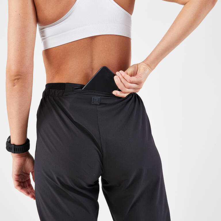 Women's Breathable Jogging Pants – Run Dry Black - Black - Kalenji