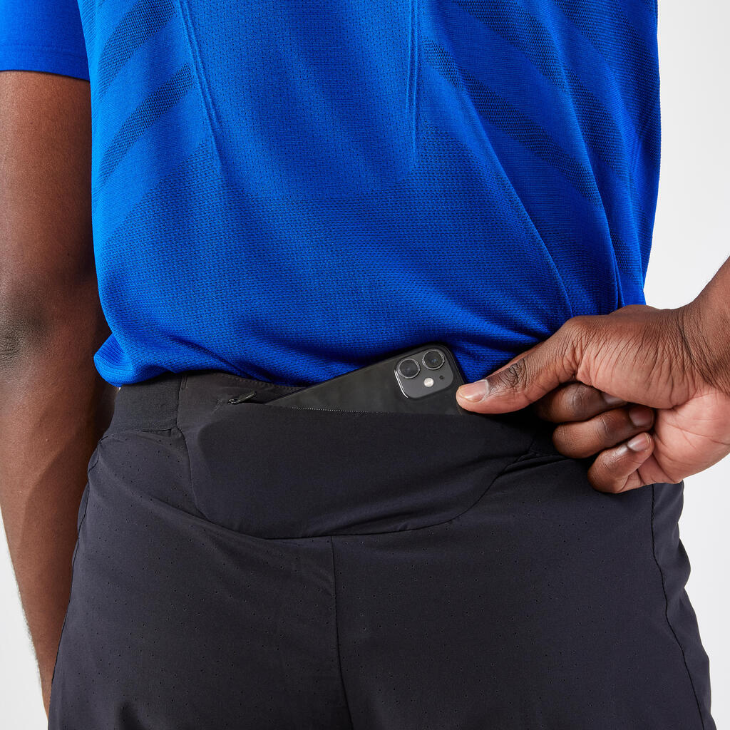 Short de running negro para hombre Kiprun Run 500 Confort