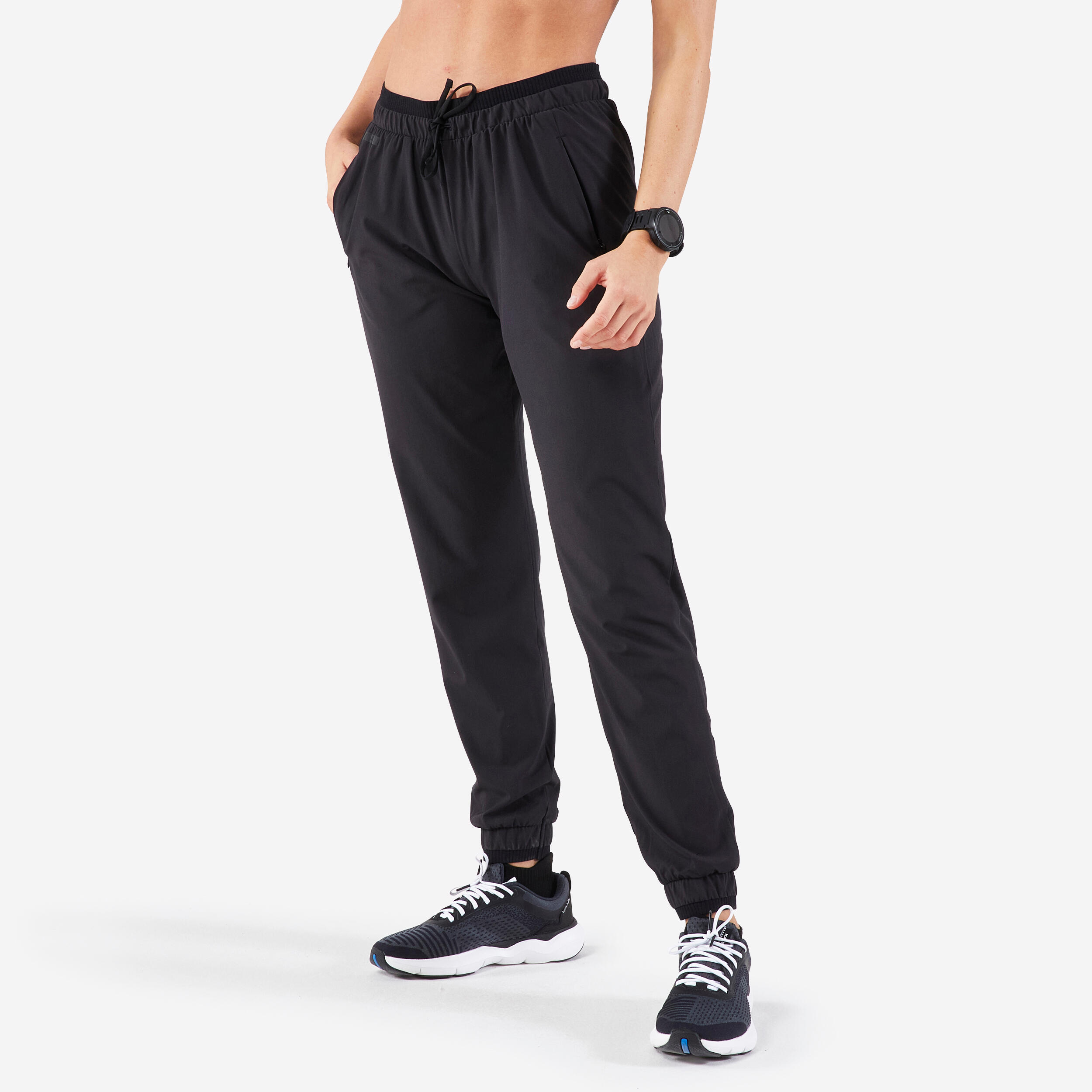 Women's Breathable Jogging Pants – Run Dry Black - KALENJI