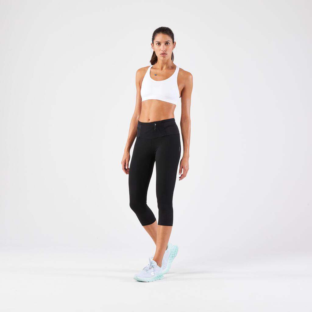 LEGGINGS RUNNING MUJER - KIPRUN SUPPORT NEGRO 