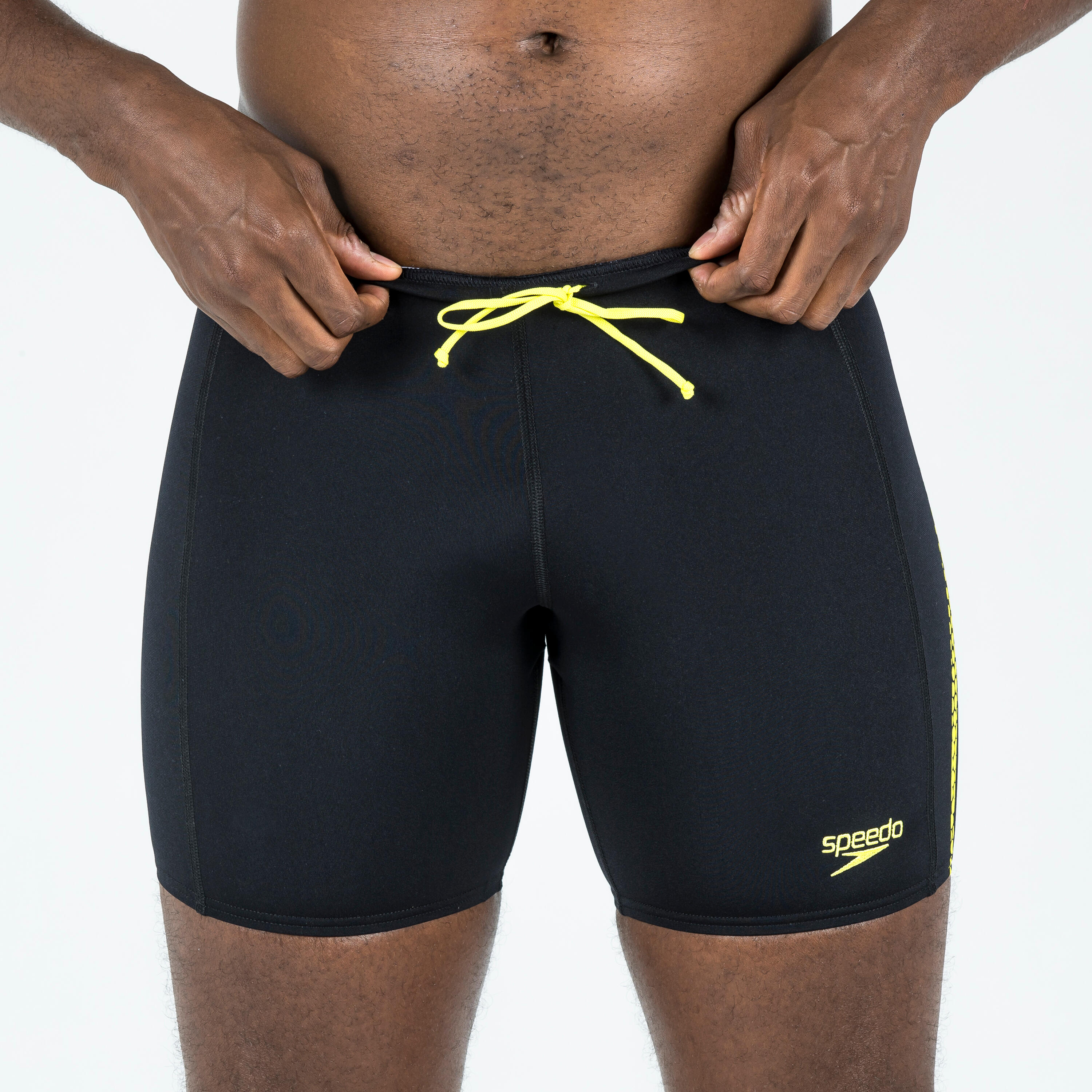Lange zwemboxer voor heren BOOST zwart geel 5/5