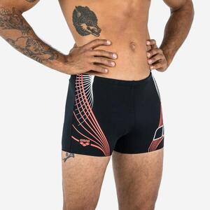 Bañador Hombre Arena Natación Bóxer Negro Rojo