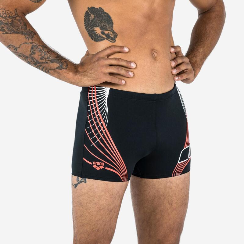 Badehose Boxer Herren Arena - schwarz/rot 