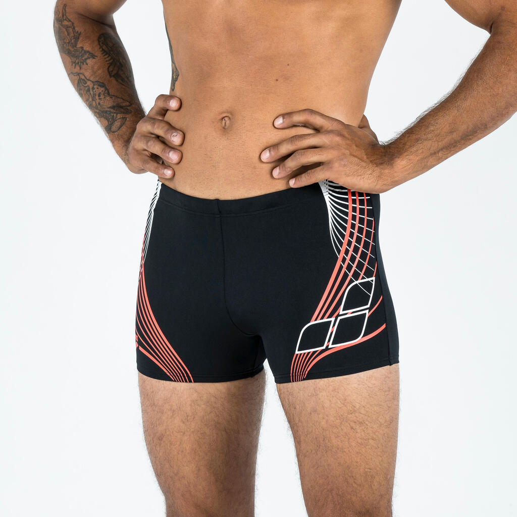 Badehose Boxer Herren Arena - schwarz/rot 