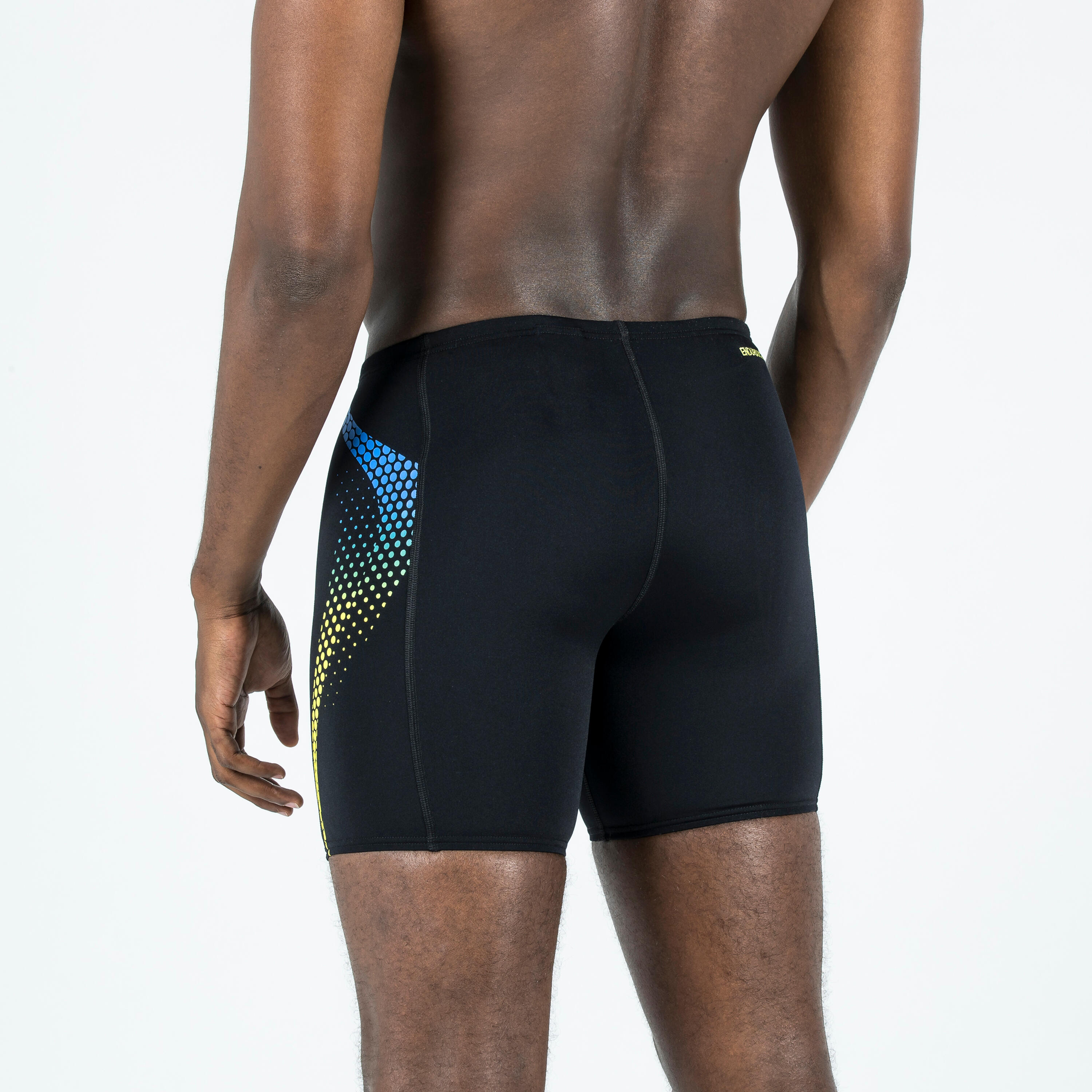 Lange zwemboxer voor heren BOOST zwart geel 2/5