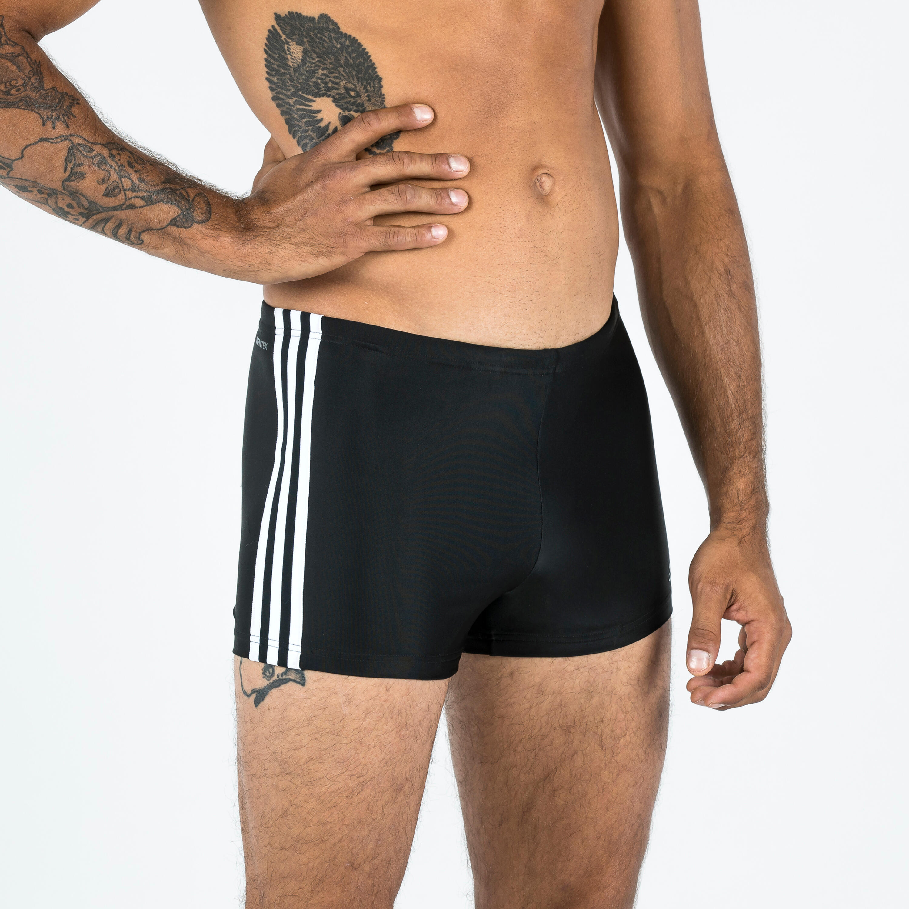 Men's swimming boxer swimsuit ADIDAS 3S black white 1/5
