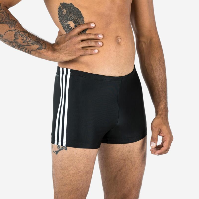 Men's swimming boxer swimsuit ADIDAS 3S black white ADIDAS Decathlon