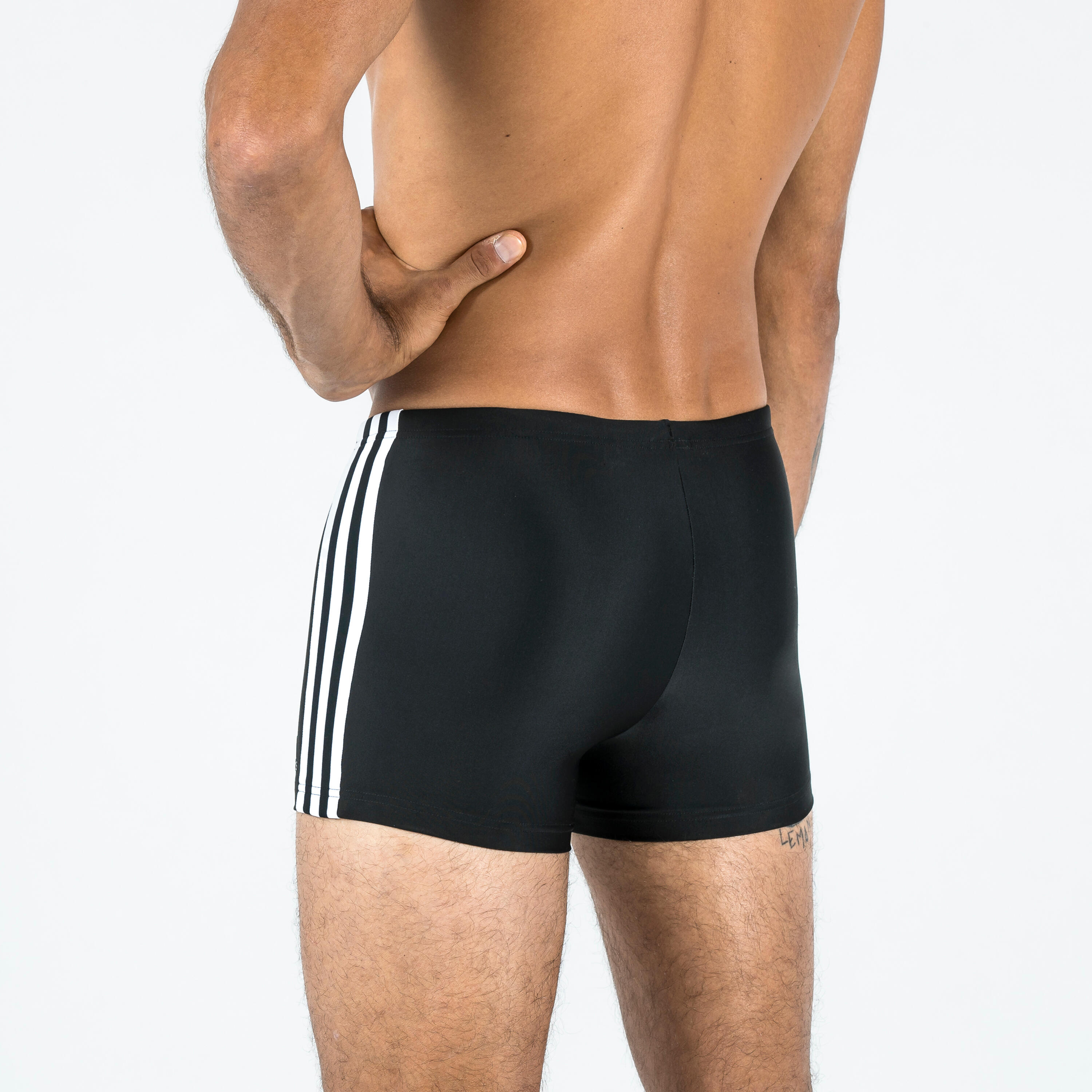 Men's swimming boxer swimsuit ADIDAS 3S black white 4/5