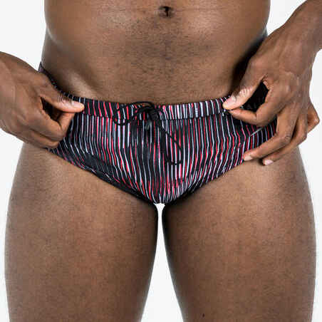 MEN'S SWIMMING BRIEFS 900 PRINT ALL GRAN RED