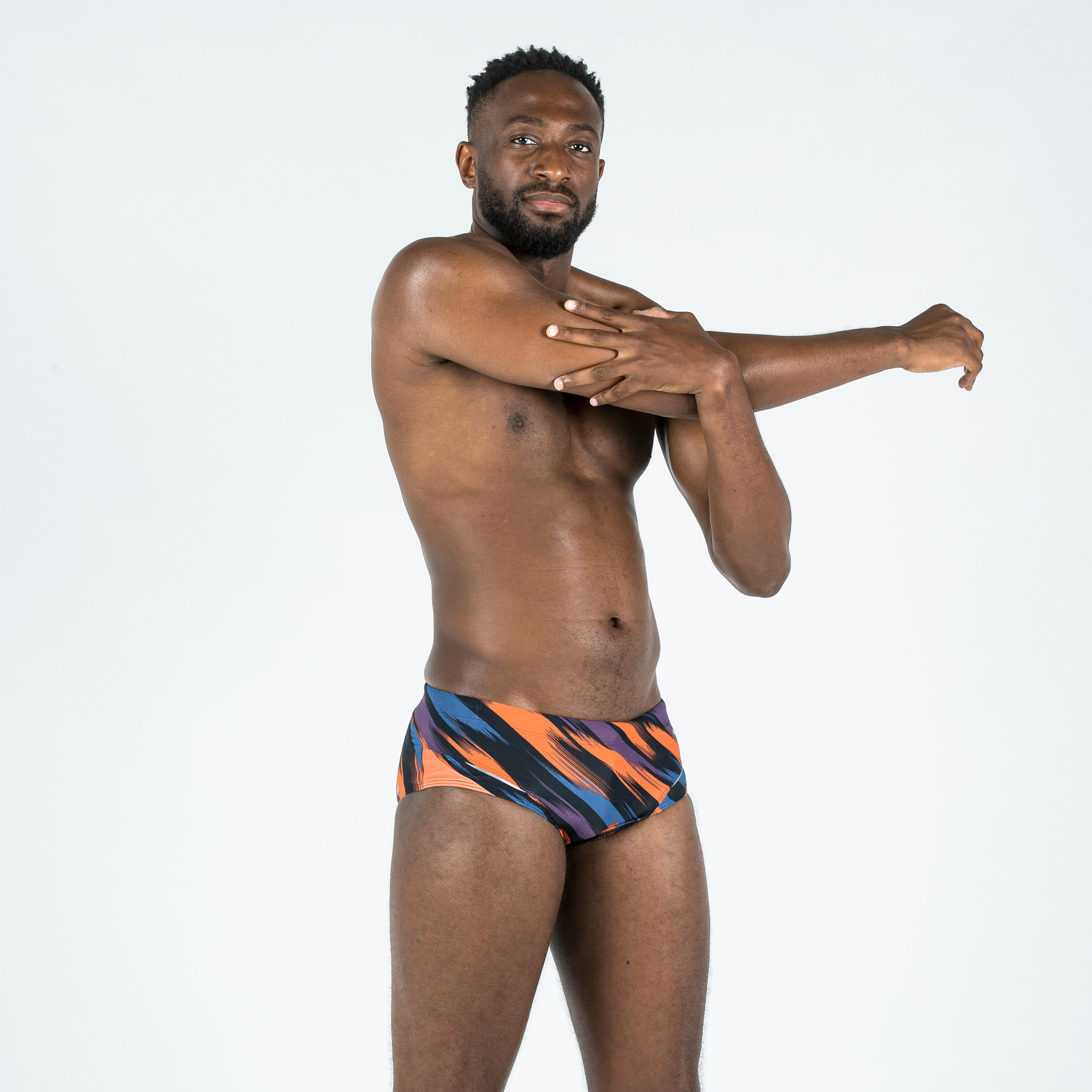 Men’s square-cut swimming briefs 900 baleo blue purple orange 7/11