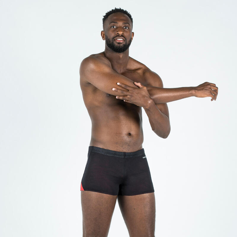 CALÇÕES CURTOS DE NATAÇÃO BOXER HOMEM 900 PRETO VERMELHO