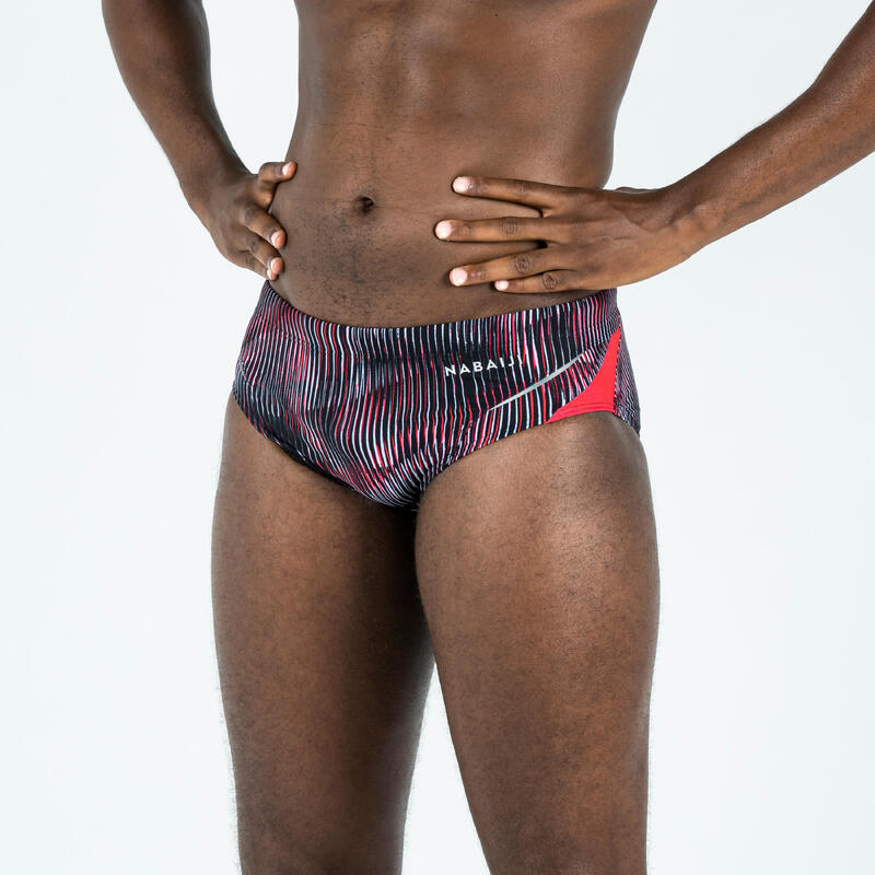MAILLOT DE BAIN NATATION HOMME  SLIP 900 PRINT ALL GRAN ROUGE