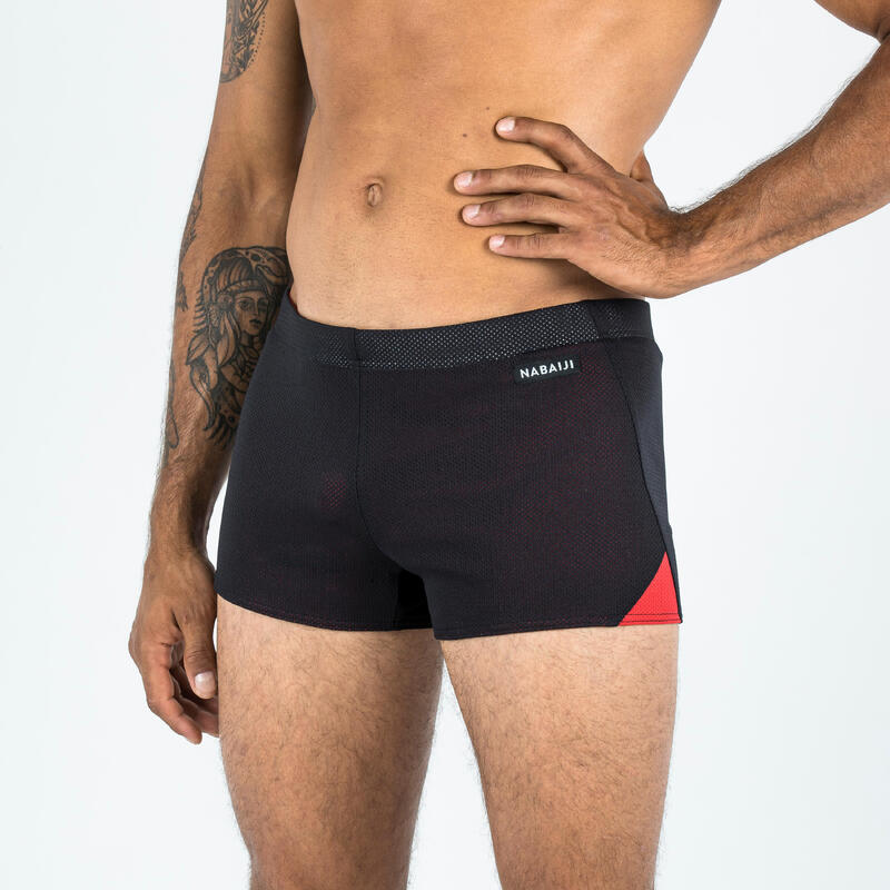 CALÇÕES CURTOS DE NATAÇÃO BOXER HOMEM 900 PRETO VERMELHO