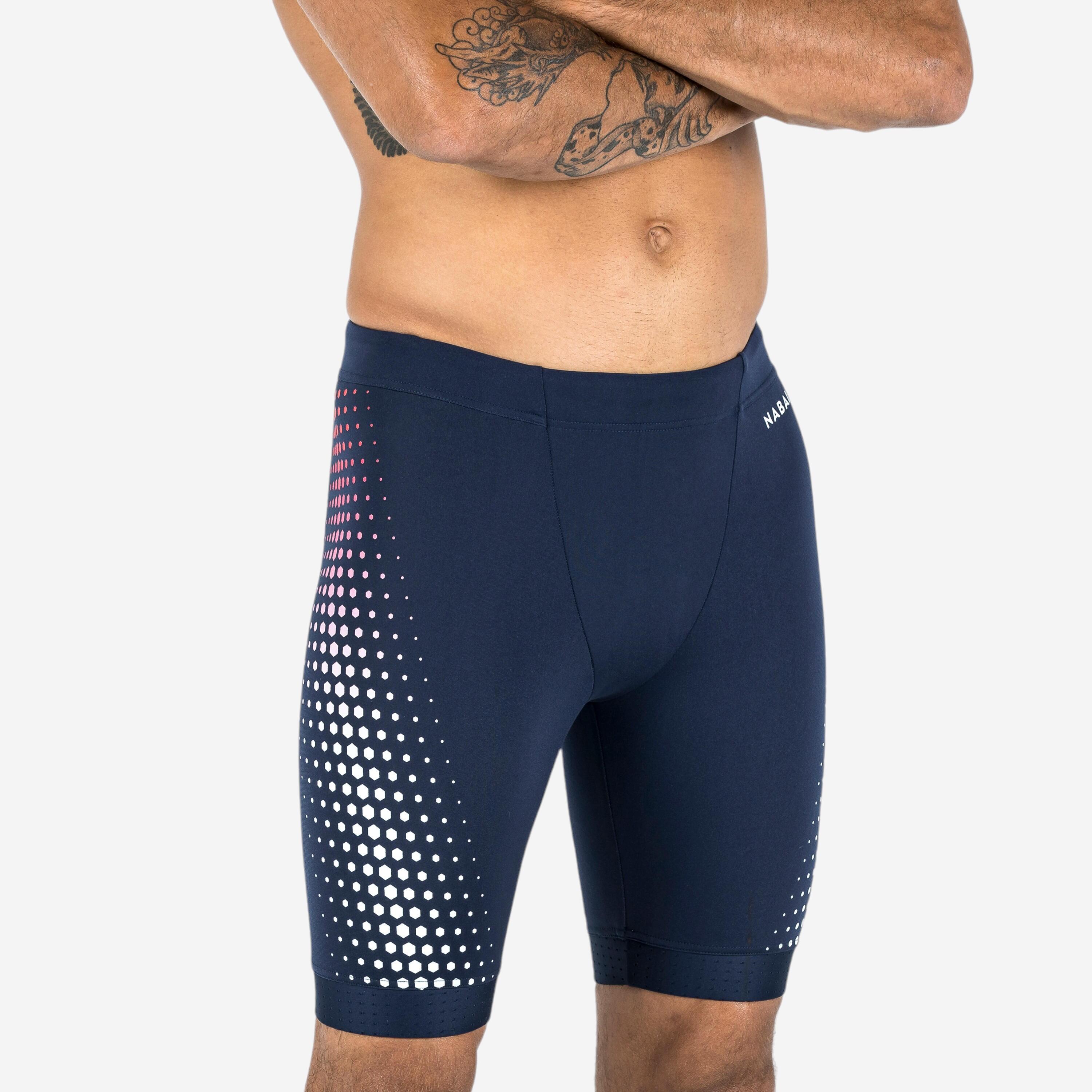 Calções de natação jammer fiti homem azul malha vermelho