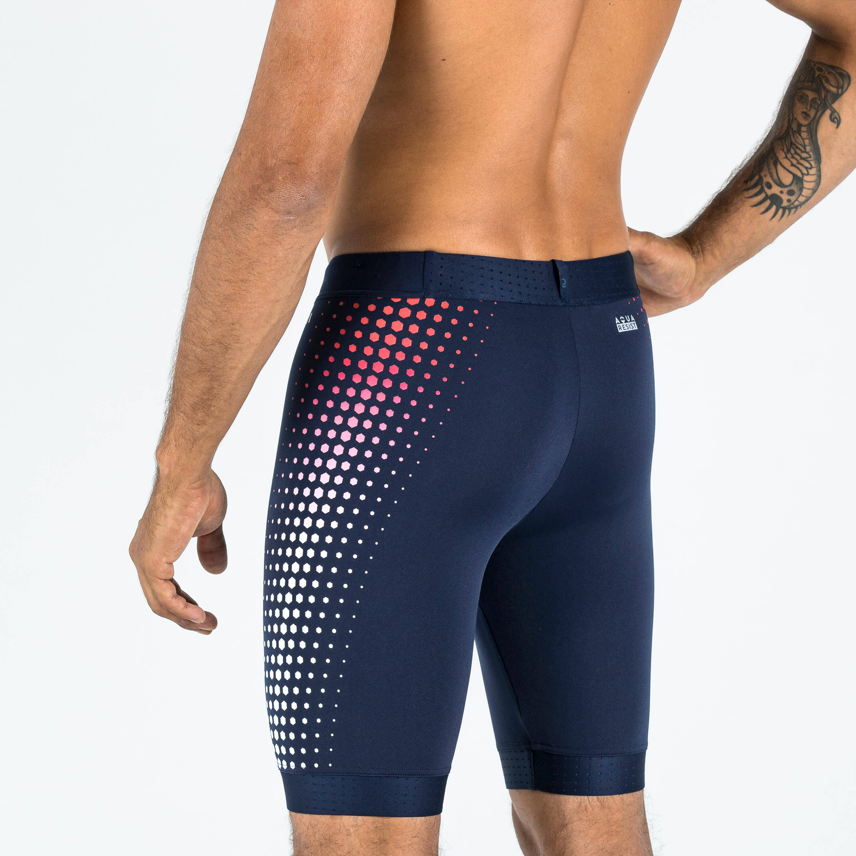 Swimming Jammer Fiti Secure Fit & Stretchable Blue Red Mesh -  4