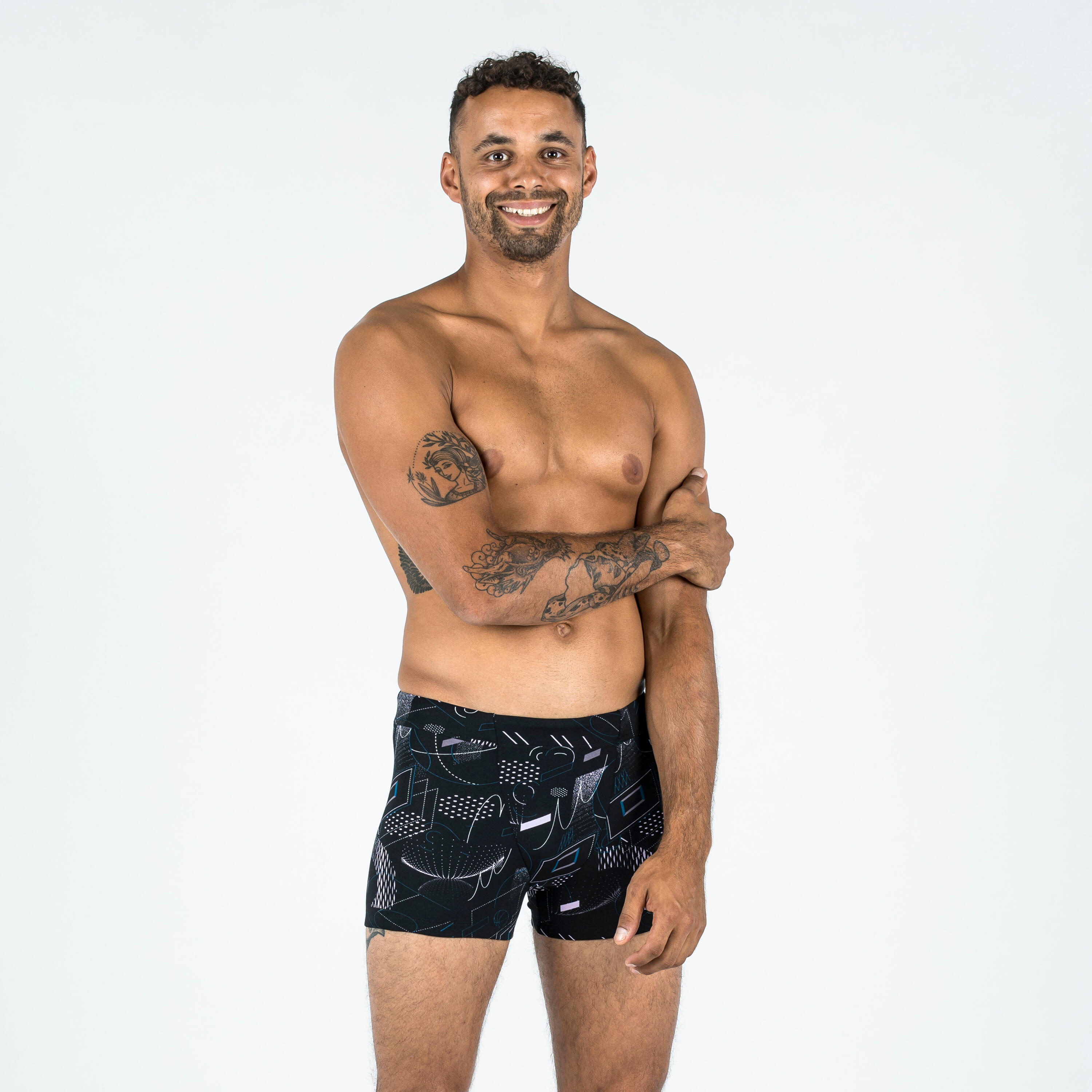 Men’s BOXER 500 FITI BASK BLACK PURPLE 2/10