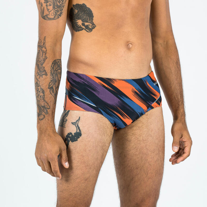 MAILLOT NATATION HOMME SLIP BANDEAU 900 BALEO M BLEU PURPLE ORANGE