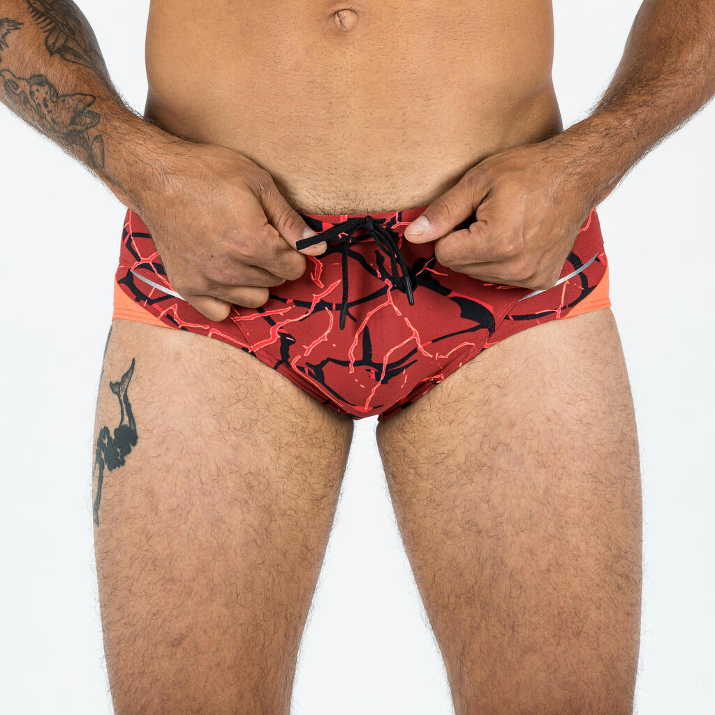 MEN'S SWIMMING SQUARE-CUT BRIEFS 900 ALL LAVA RED