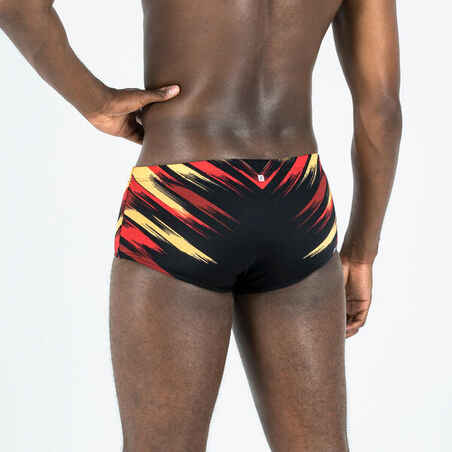 MEN'S SWIMMING SQUARE-CUT TRUNKS LARGE 900 BLACK BLAST RED